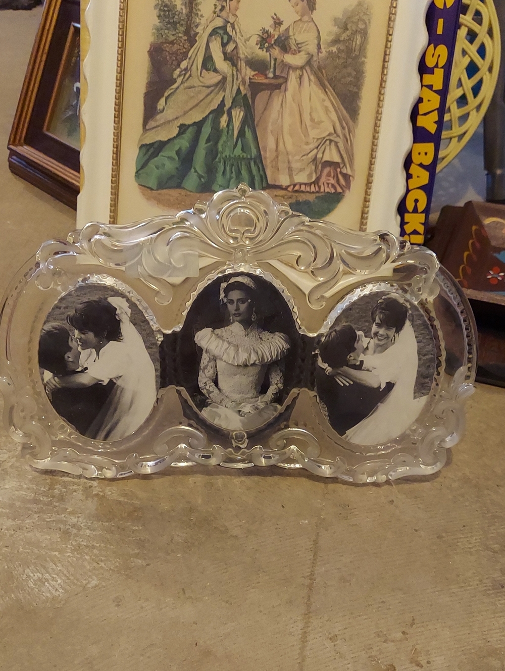 Mikasa Clear Ornate Triple Glass Photo Frame